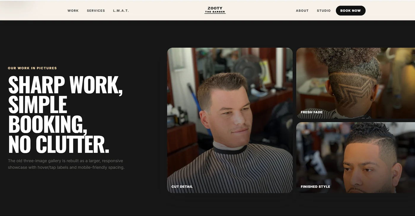 Zooty the Barber website redesign